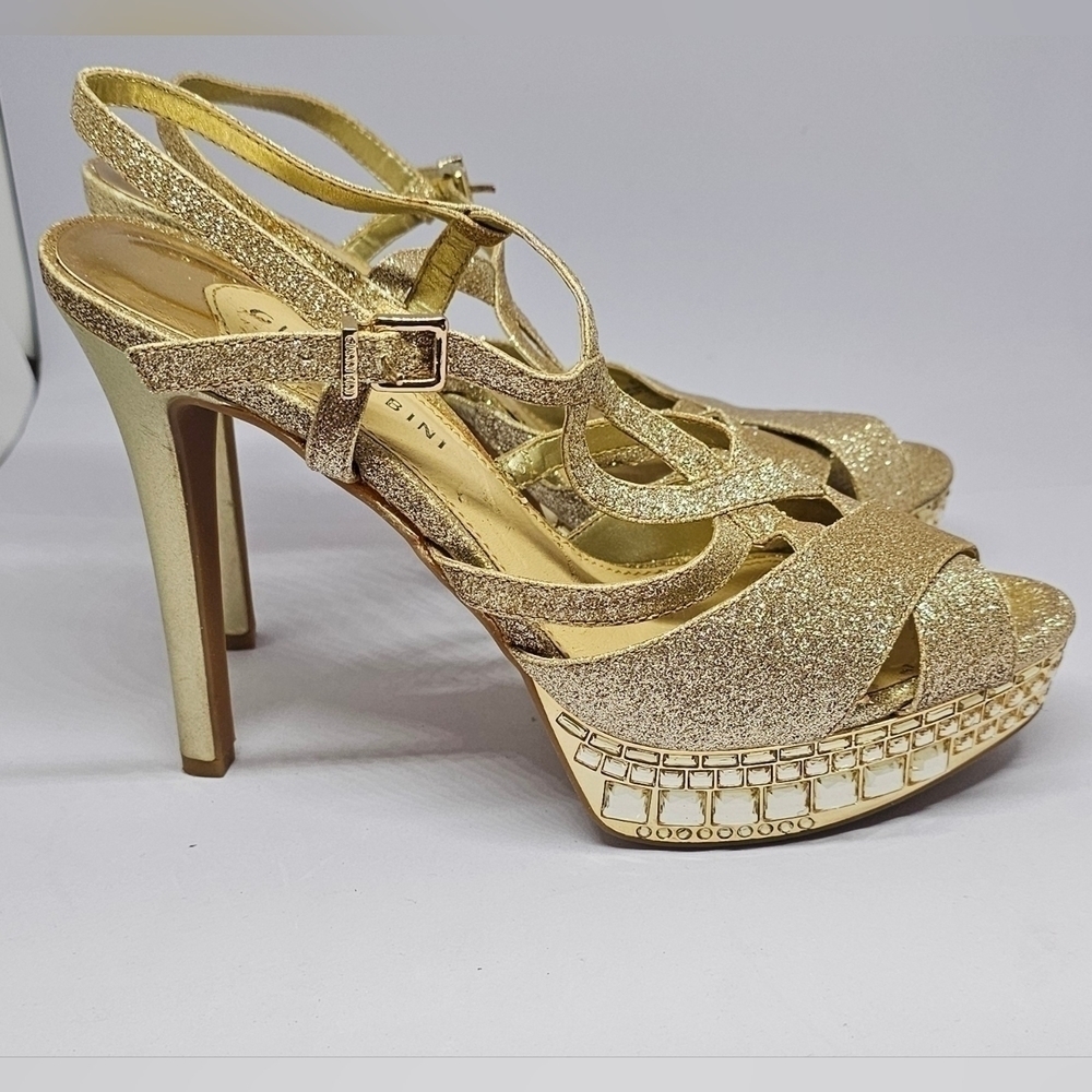 Gianni Bini Gold Glitter Strappy Sandals - Size 8.5 - Picture 3 of 10